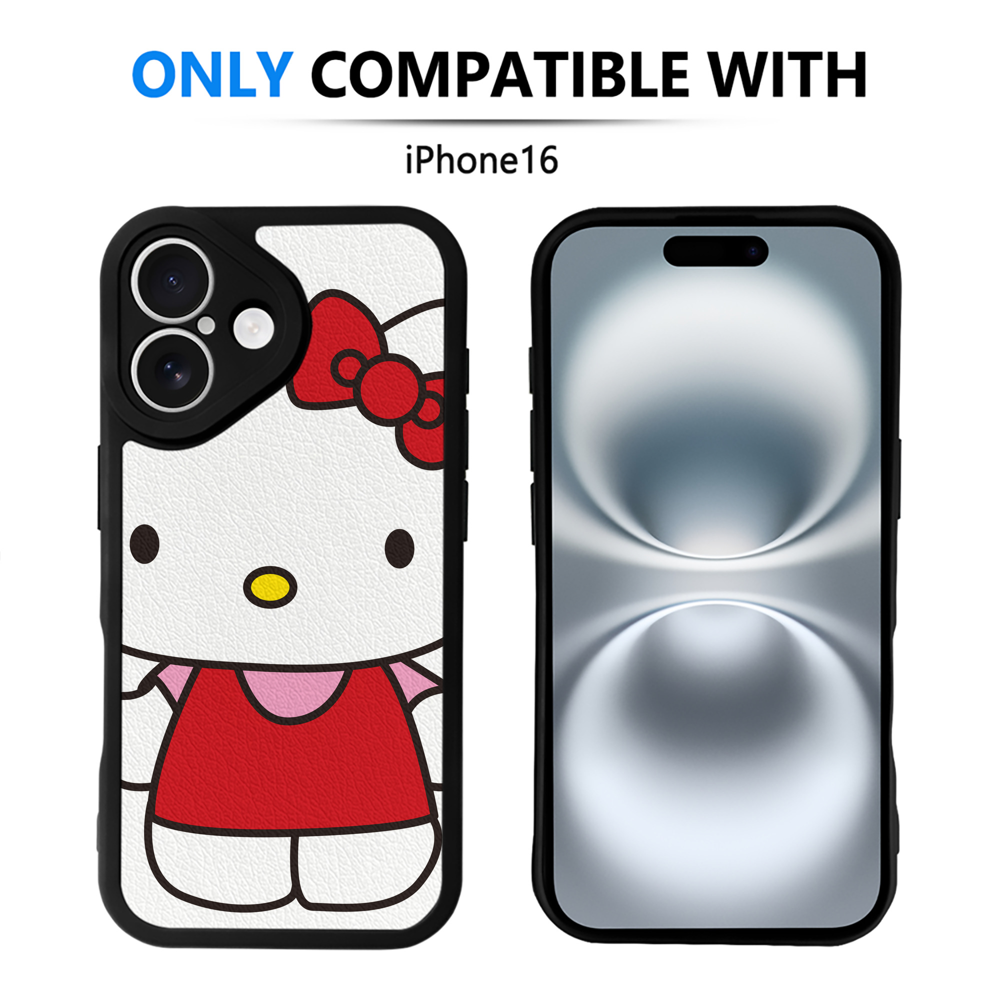 （画像用） Hello Kitty ハローキティ 【iPhone 16シリーズ対応】シリコンスマホケース（レザー調） 材質：シリコン